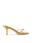 Maeve Slipper in Orange - side view highlighting the satin finish and slip-on silhouette