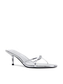 Maeve Slipper in Platinum metallic finish, side profile showing kitten heel