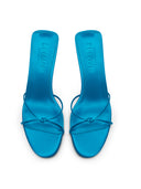 Maeve Slipper in Teal satin, backless heel view