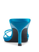 Maeve Slipper in Teal satin, close-up of satin texture