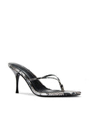 Osaka Slipper in Python, side profile showing stiletto heel