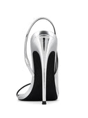 Riviere Slingback in Platinum, close-up of metallic finish texture