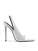 Riviere Slingback in White, front view of open-toe slingback