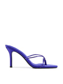 Sicilian Slipper in Purple Crystal Satin, front view of crystal-embellished crisscross straps