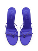 Sicilian Slipper in Purple Crystal Satin, top-down view of square toe
