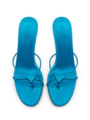Sicilian Slipper in Teal Crystal Satin, backless heel view