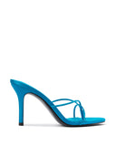 Sicilian Slipper in Teal Crystal Satin, top-down view of square toe