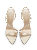 Vesper Sandal in Nude, back view of strap wrap