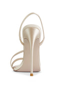 Vesper Sandal in Nude, close-up of satin strap detail