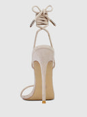 Barely There Lace Up Heel - Nude - FEMME LA