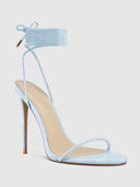 Barely There Lace Up Heel - Powder Blue - FEMME LA