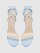 Barely There Lace Up Heel - Powder Blue - FEMME LA