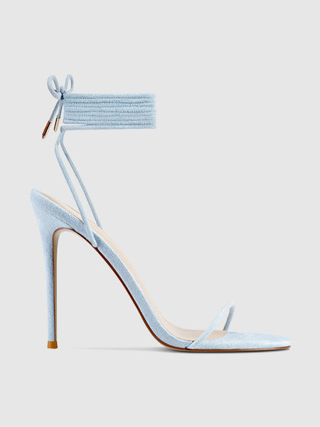 Barely There Lace Up Heel Powder Blue FEMME LA1