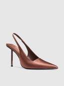 G63 Slingback - Chocolate Satin - FEMME LA
