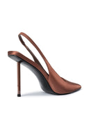 G63 Slingback - Chocolate Satin - FEMME LA