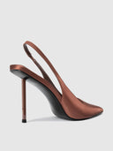 G63 Slingback - Chocolate Satin - FEMME LA