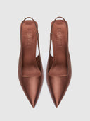 G63 Slingback - Chocolate Satin - FEMME LA