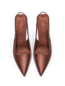 G63 Slingback - Chocolate Satin - FEMME LA