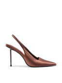 G63 Slingback - Chocolate Satin - FEMME LA