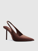 G63 Slingback - Chocolate Satin - FEMME LA