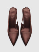 G63 Slingback - Chocolate Satin - FEMME LA