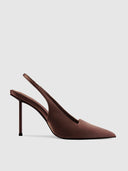 G63 Slingback - Chocolate Satin - FEMME LA