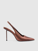 G63 Slingback - Chocolate Satin - FEMME LA