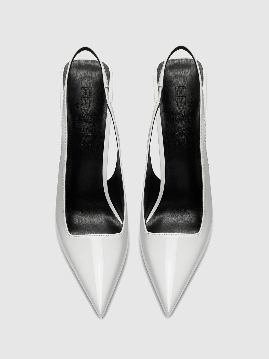 G63 Slingback - Patent White - FEMME LA