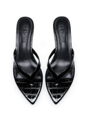 Ginza Thong Slipper - Black Croc - FEMME LA