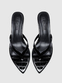 Ginza Thong Slipper - Black Croc - FEMME LA
