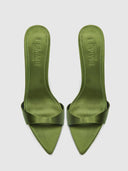 Kaia 100 Slipper - Khaki Satin - FEMME LA