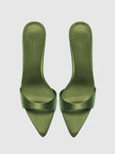 Kaia 100 Slipper - Khaki Satin - FEMME LA