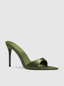 Kaia 100 Slipper - Khaki Satin - FEMME LA