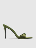 Kaia 100 Slipper - Khaki Satin - FEMME LA