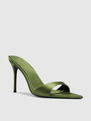 Kaia 100 Slipper - Khaki Satin - FEMME LA