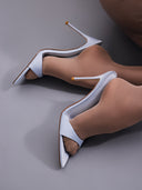 Kaia 100 Slipper - Lavender Grey Satin - FEMME LA