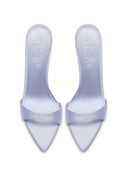 Kaia 100 Slipper - Lavender Grey Satin - FEMME LA