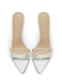 Kaia 100 Slipper - White Satin - FEMME LA