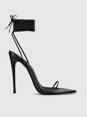 Luce Minimale Lace Up Heel in Black - FEMME LA
