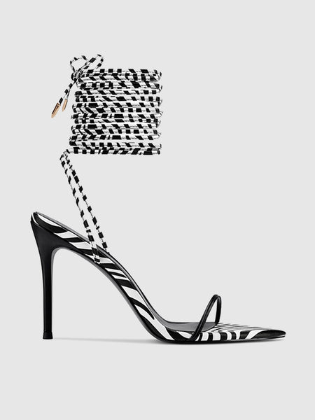 Miller Thigh High Lace Up - Zebra | FEMME LA