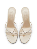 Sicilian Slipper - Nude Crystal Satin - FEMME LA