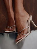 Sicilian Slipper - Nude Crystal Satin - FEMME LA