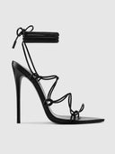 Sin Lace Up Heel in Noir/Black - FEMME LA
