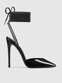 The Luisa Lace Up Heel in Nero/Black - FEMME LA
