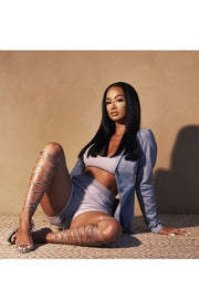Miller Thigh High Lace Up - Denim